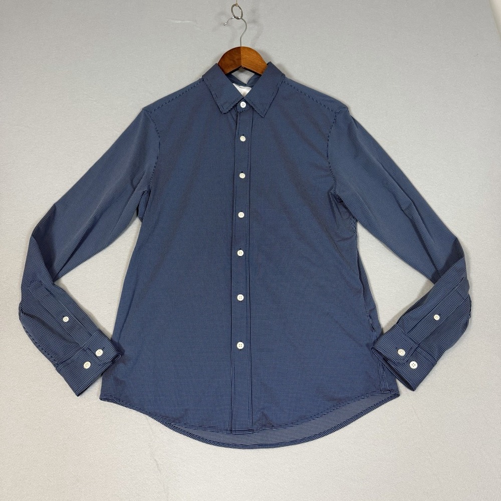 Rhone Commuter Slim Fit Blue Performance  Shirt Mens S Stretch Long Sleeve